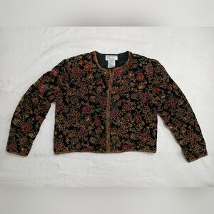 Women's rayon party top with beads, Papell boutique Evenin Vintage style, size L